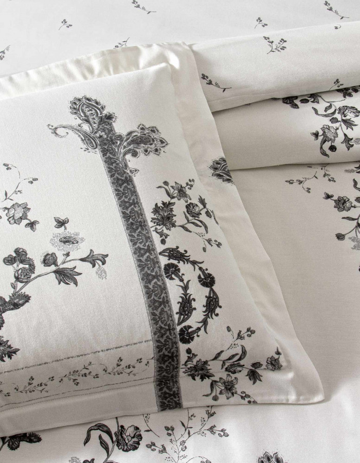 Taç Clymena Saten Çift Kişilik Nevresim Takımı Beyaz