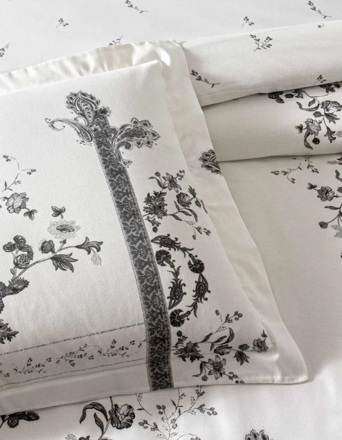 Taç Clymena Saten Çift Kişilik Nevresim Takımı Beyaz