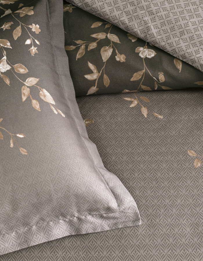 Taç Elaris Saten Çift Kişilik Nevresim Takımı Vizon