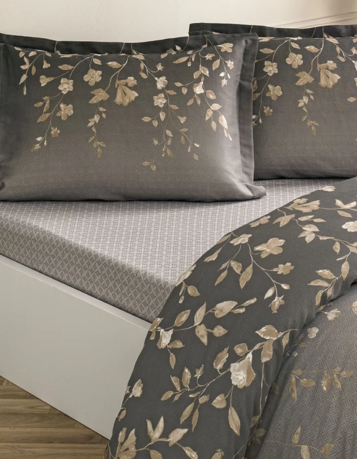 Taç Elaris Saten Çift Kişilik Nevresim Takımı Vizon