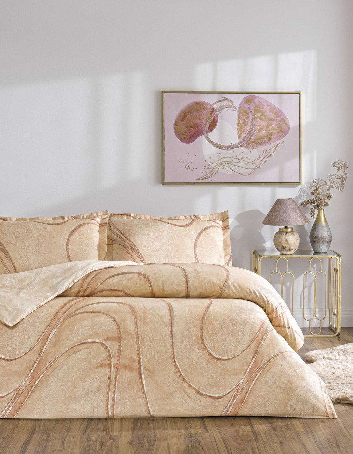 Taç Elisandra Saten Çift Kişilik Nevresim Takımı Bakır