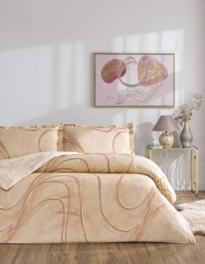 Taç Elisandra Saten Çift Kişilik Nevresim Takımı Bakır