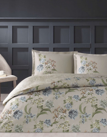 Taç Elodie Saten Çift Kişilik Nevresim Takımı Bej