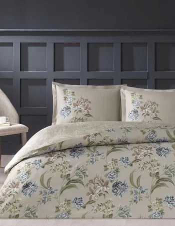 Taç Elodie Saten Çift Kişilik Nevresim Takımı Bej