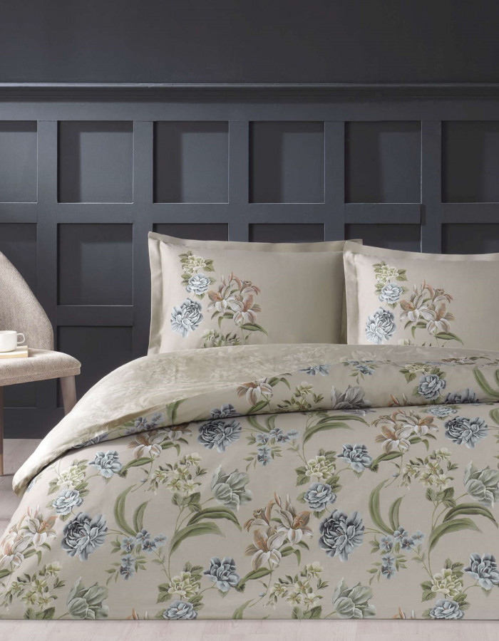 Taç Elodie Saten Çift Kişilik Nevresim Takımı Bej