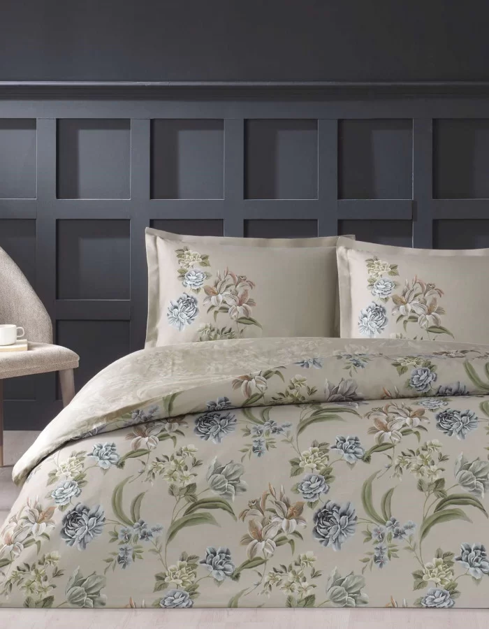 Taç Elodie Saten Çift Kişilik Nevresim Takımı Bej