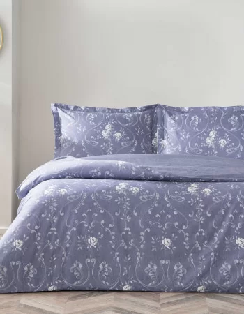 Taç Joanne Saten Çift Kişilik Nevresim Takımı Mavi