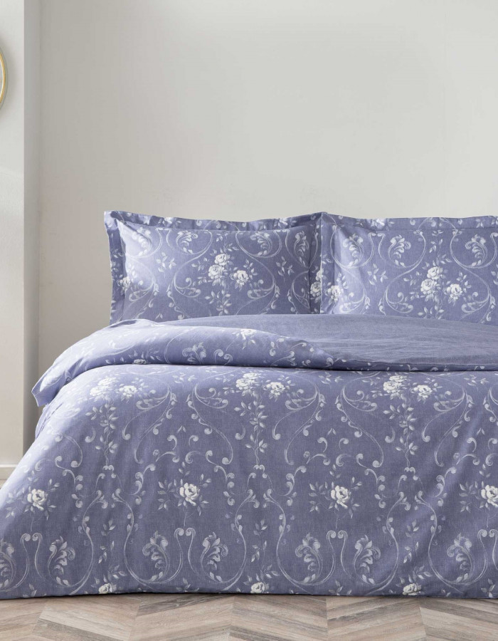 Taç Joanne Saten Çift Kişilik Nevresim Takımı Mavi