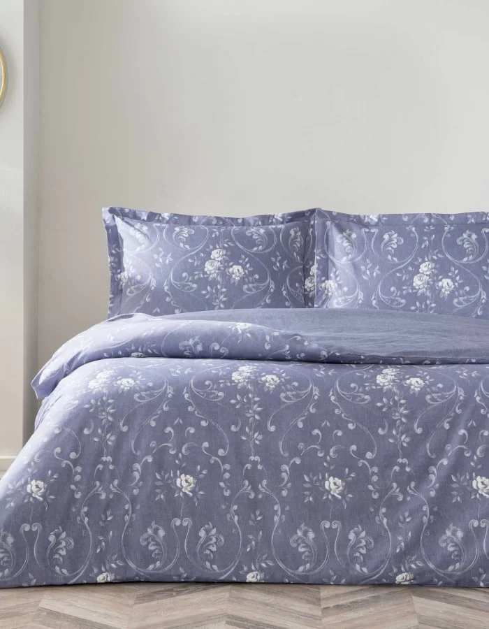 Taç Joanne Saten Çift Kişilik Nevresim Takımı Mavi