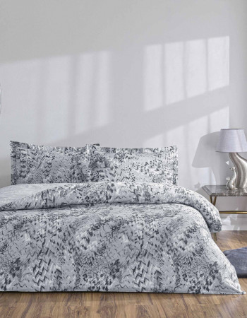 Taç Ornıva Saten Çift Kişilik Nevresim Takımı Gri