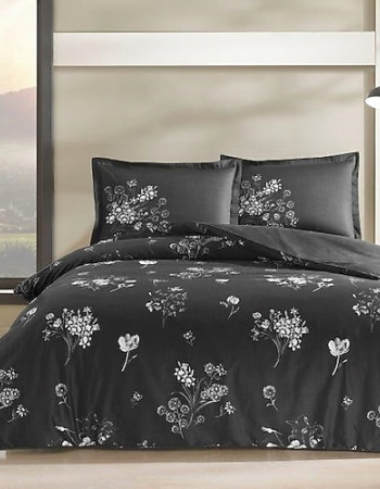 Taç Roxane Saten Çift Kişilik Nevresim Takımı Siyah