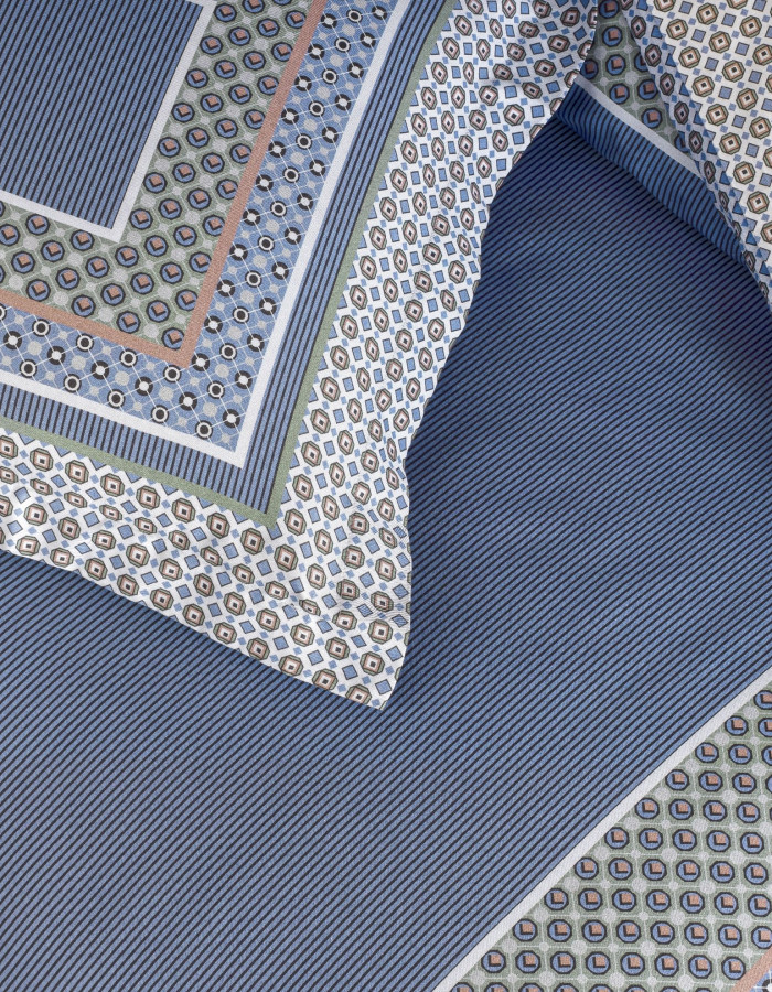 Taç Serenya Saten Çift Kişilik Nevresim Takımı Mavi