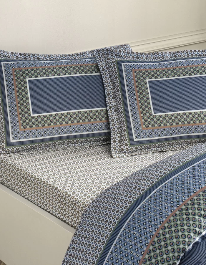 Taç Serenya Saten Çift Kişilik Nevresim Takımı Mavi