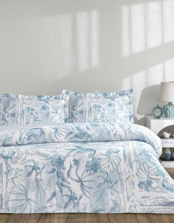 Taç Velora Saten Çift Kişilik Nevresim Takımı Mavi