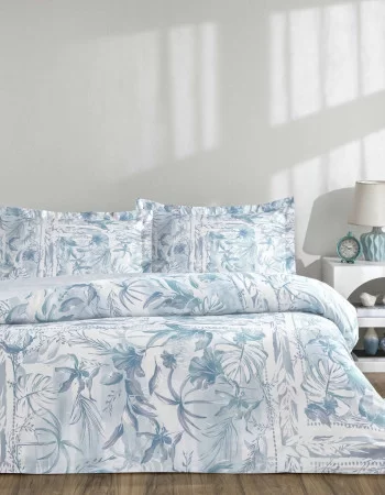 Taç Velora Saten Çift Kişilik Nevresim Takımı Mavi