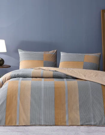 Taç Miles Ranforce Çift Kişilik Nevresim Takımı Turuncu