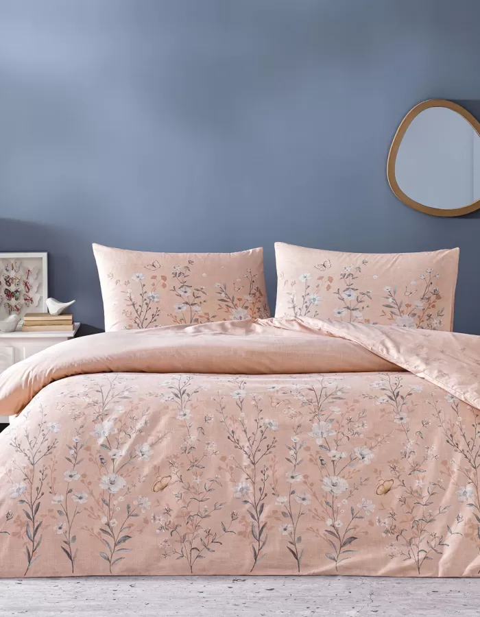 Taç Fiona Ranforce Çift Kişilik Nevresim Takımı Gül Kurusu