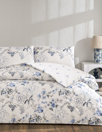 Taç Luna Ranforce Çift Kişilik Nevresim Takımı Mavi