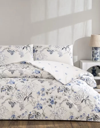 Taç Luna Ranforce Çift Kişilik Nevresim Takımı Mavi