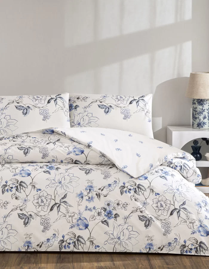 Taç Luna Ranforce Çift Kişilik Nevresim Takımı Mavi