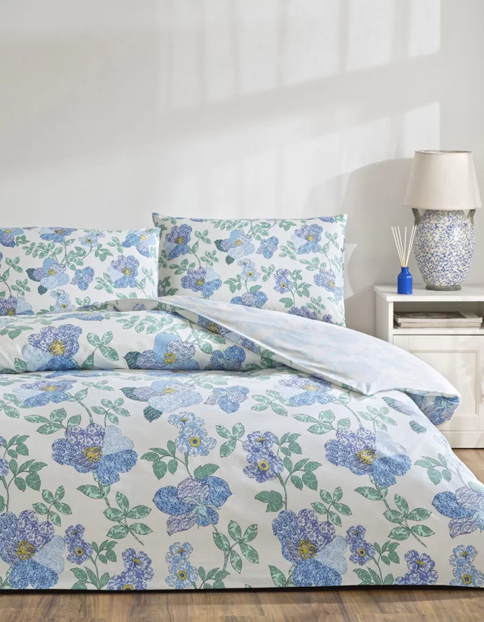 Taç Ardena Ranforce Çift Kişilik Nevresim Takımı Mavi