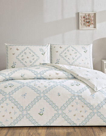 Taç Elyon Ranforce Çift Kişilik Nevresim Takımı Mavi