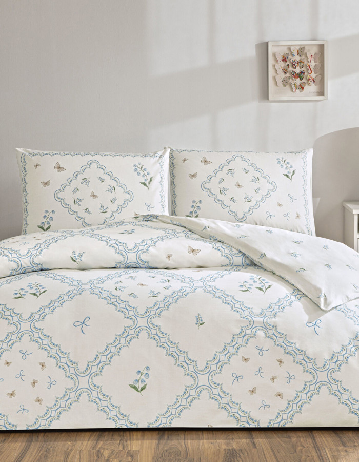 Taç Elyon Ranforce Çift Kişilik Nevresim Takımı Mavi