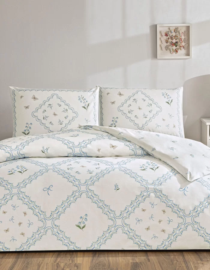 Taç Elyon Ranforce Çift Kişilik Nevresim Takımı Mavi