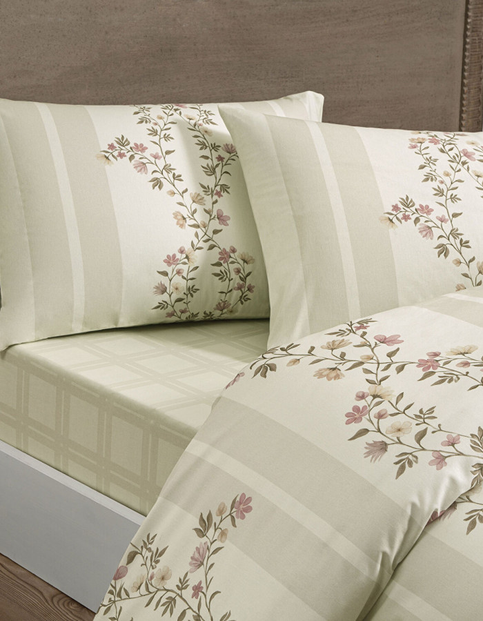 Taç Mirelune Ranforce Çift Kişilik Nevresim Takımı Bej