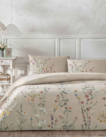 Taç Lunel Ranforce Çift Kişilik Nevresim Takımı Bej