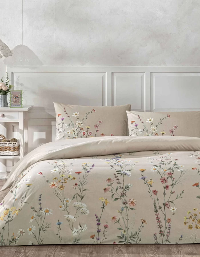 Taç Lunel Ranforce Çift Kişilik Nevresim Takımı Bej