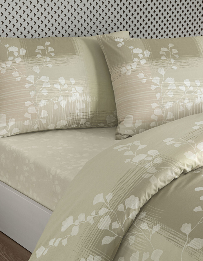 Taç İlra Ranforce Çift Kişilik Nevresim Takımı Bej