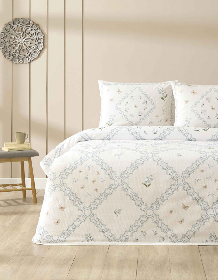 Taç Clarien Çift Kişilik Pike Takımı Mavi