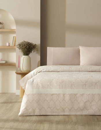 Taç Jakar Linora Çift Kişilik Pike Takımı Pudra (Simli Tasarım)