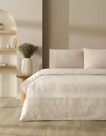 Taç Jakar Linora Çift Kişilik Pike Takımı Pudra (Simli Tasarım)