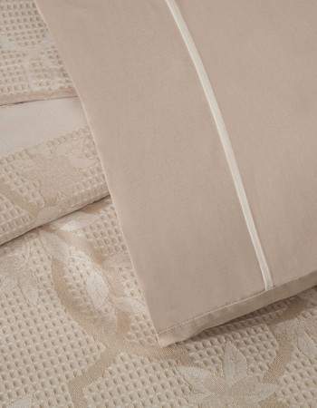 Taç Jakar Linora Çift Kişilik Pike Takımı Pudra (Simli Tasarım)