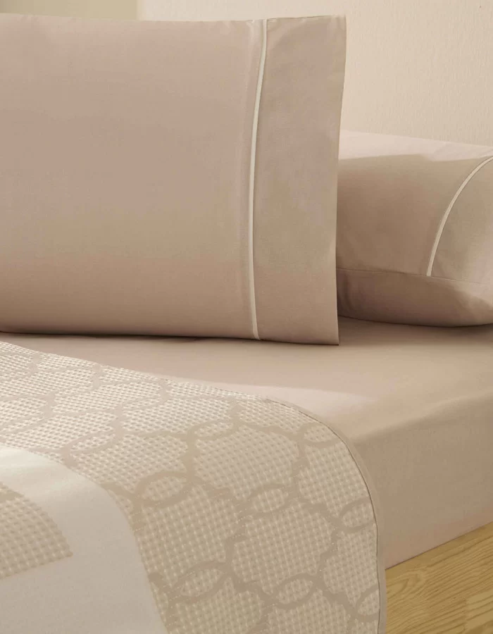 Taç Jakar Linora Çift Kişilik Pike Takımı Pudra (Simli Tasarım)