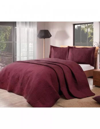 Taç Perla Çift Kişilik Yatak Örtüsü Takımı Bordo